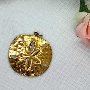 Gold Tone Sand dollar Pendant For Necklace or Bracelet
